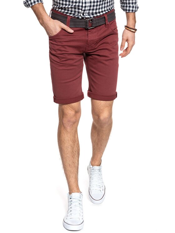 Mustang Mustang Szorty jeansowe 5 POCKET SHORT Czerwony Slim Fit