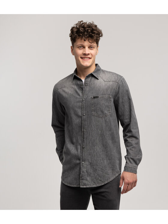 Lee Cooper Lee Cooper Koszula jeansowa KADES 3213 Szary Regular Fit