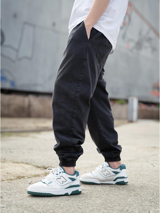 Metoda Sport Metoda Sport Joggery Szerokie Spodnie Jeansowe Baggy Jogger Męskie Czarne Metoda Sport Laur Pocket 2XL Czarny Regular Fit