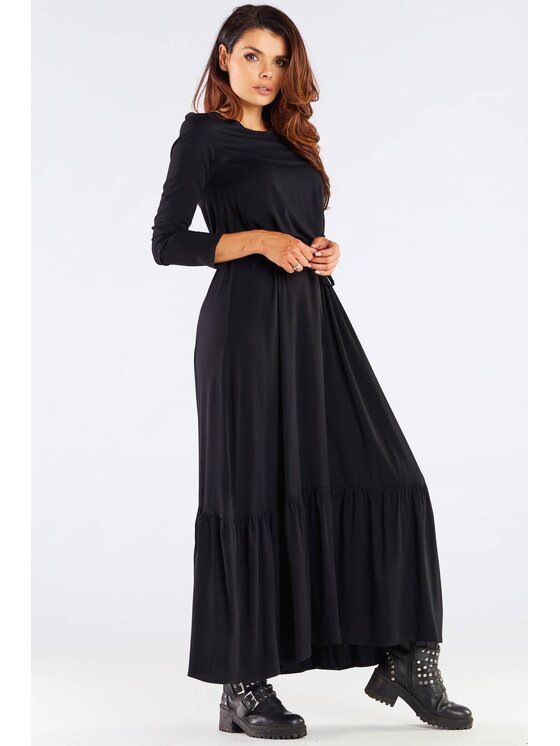 Awama Awama Sukienka letnia A455 Czarny Basic Fit