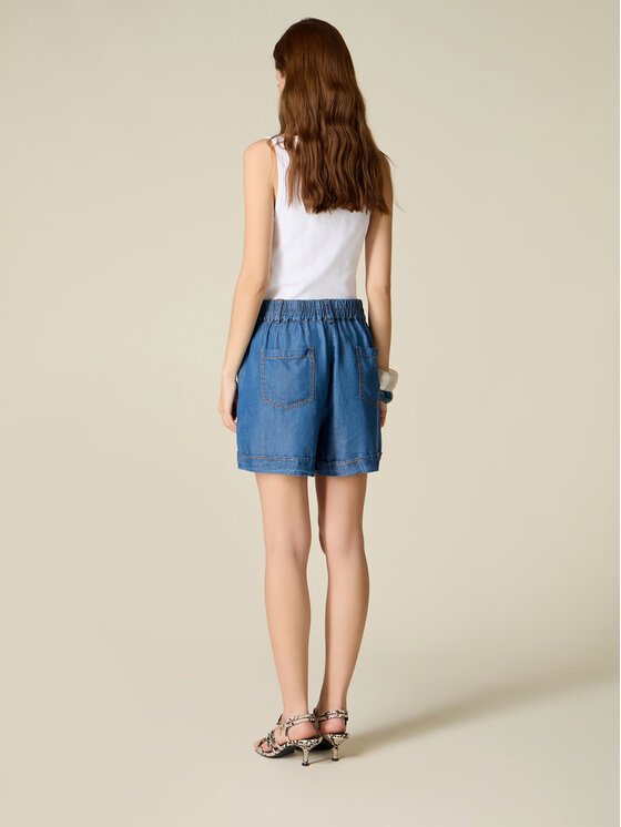 Oltre Oltre Pantaloncini di tessuto P406J002555N024 Blu Over Fit