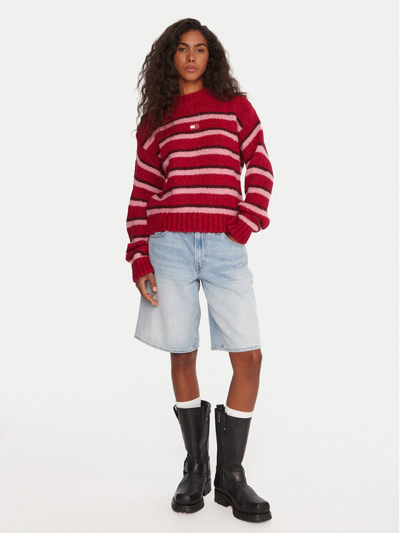 Tommy Jeans Tommy Jeans Pullover Badge DW0DW21679 Rot Relaxed Fit