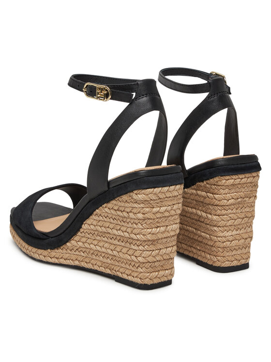 Tommy Hilfiger Tommy Hilfiger Espadrilles Leather & Suede High Wedge Espad FW0FW08803 Fekete