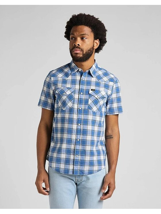 Lee Lee Koszula SS WESTERN SHIRT Niebieski Slim Fit