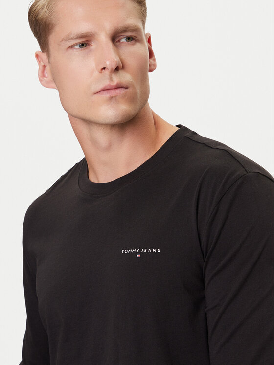 Tommy Jeans Tommy Jeans Longsleeve Chest Linear DM0DM21594 Czarny Regular Fit