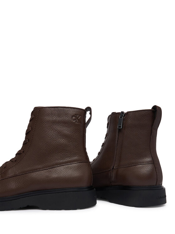 Calvin Klein Calvin Klein Gležnjače Combat Ess Lace Up Zip Boot Lth YM0YM01373 Smeđa
