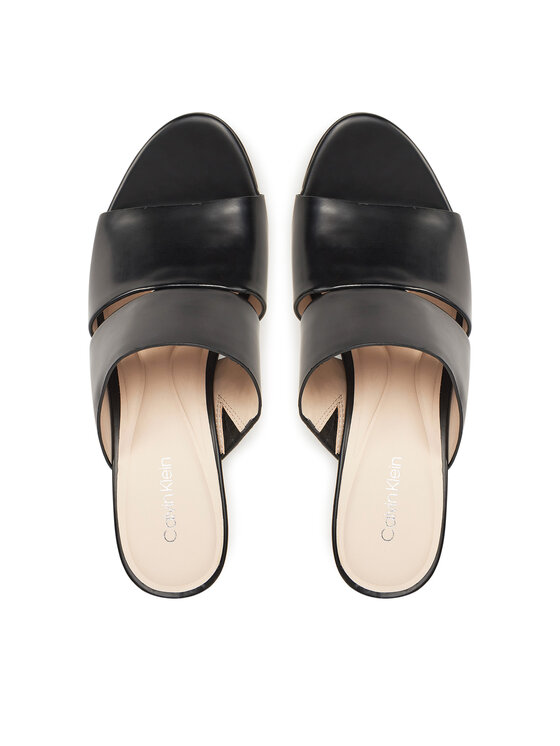 Calvin Klein Calvin Klein Klapki Heel Mule 70 - Lth 2 Straps HW0HW02460 Czarny
