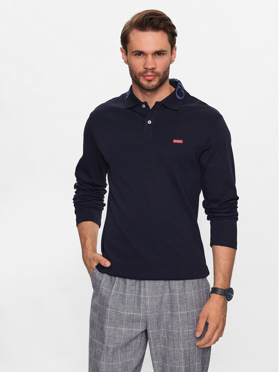 Guess Polo M3YP36 KBL51 Tumši zils Slim Fit