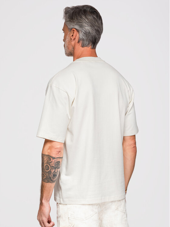 Ombre Ombre T-Shirt OM-TSCT-0277 Biały Loose Fit