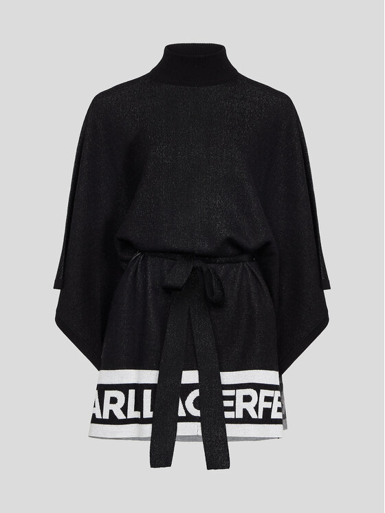 KARL LAGERFELD KARL LAGERFELD Pončo Logo 226W2010 Crna Relaxed Fit