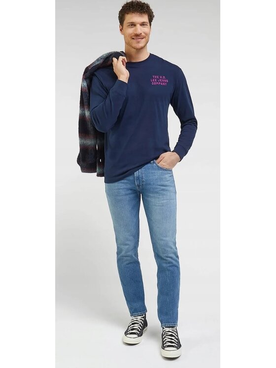 Lee Lee T-Shirt RELAXED LS TEE Niebieski Regular Fit