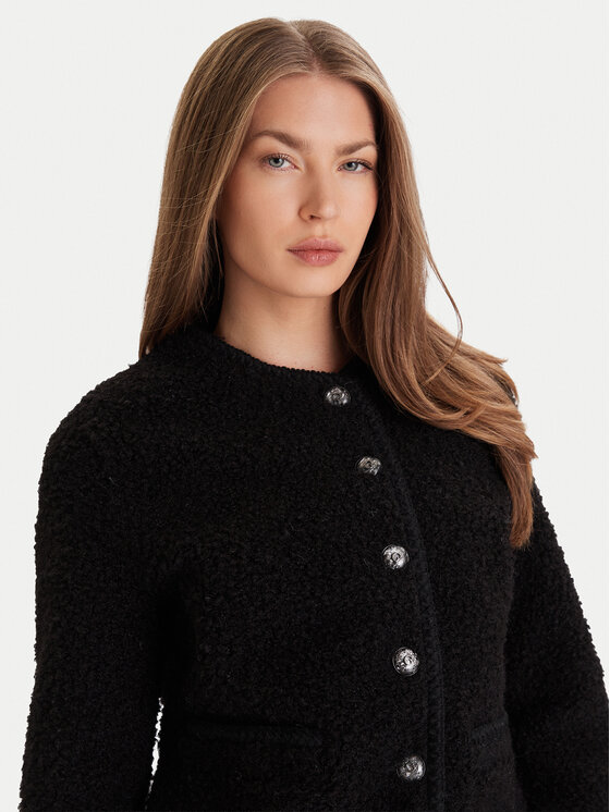 Guess Guess Báránybőr kabát W5BL69 W3860 Fekete Regular Fit
