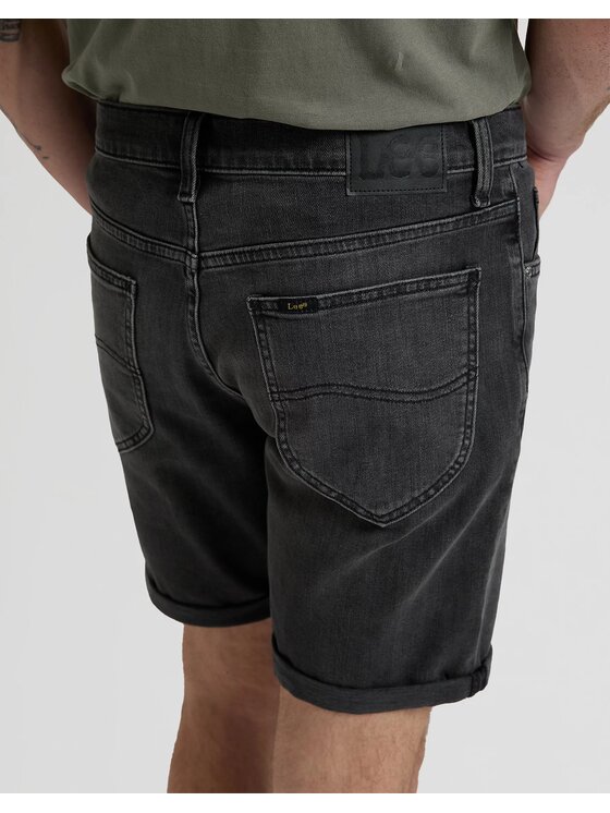 Lee Lee Szorty jeansowe RIDER SHORT Czarny Slim Fit
