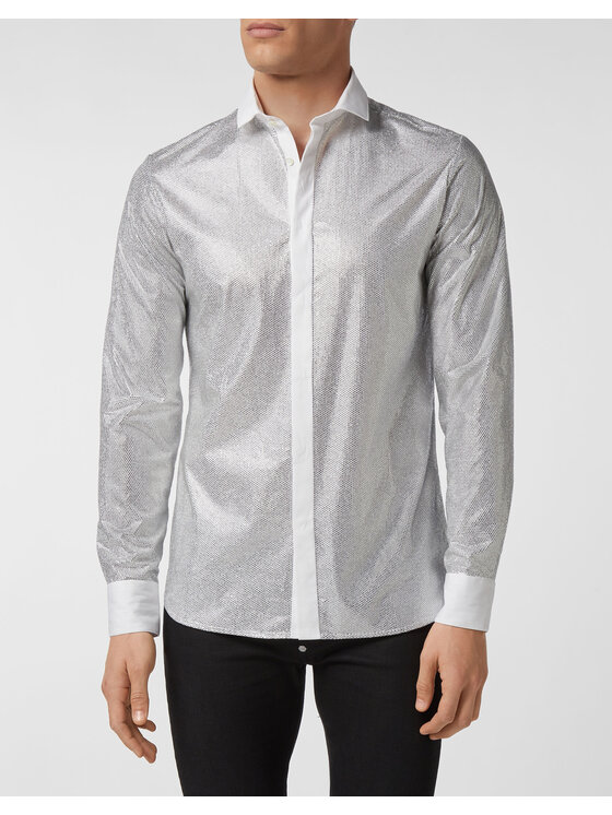 PHILIPP PLEIN PHILIPP PLEIN Koszula 22007 Srebrny Regular Fit