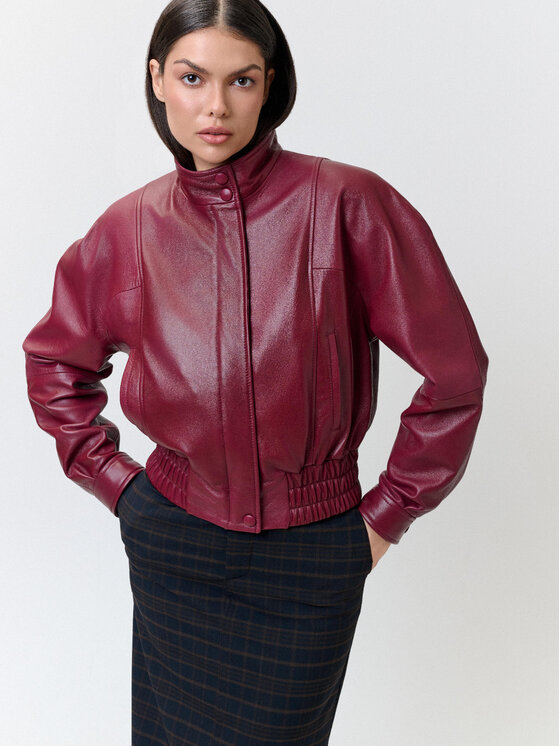 FAN LEATHER FAN LEATHER Kurtka skórzana JTLW783-50 Czerwony Oversize