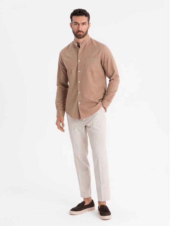Ombre Ombre Koszula OM-SHCS-0161 Brązowy Regular Fit