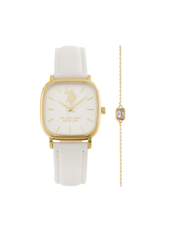 U.S. Polo Assn. Zestaw zegarek i bransoletka Keira USP6396TW Biały