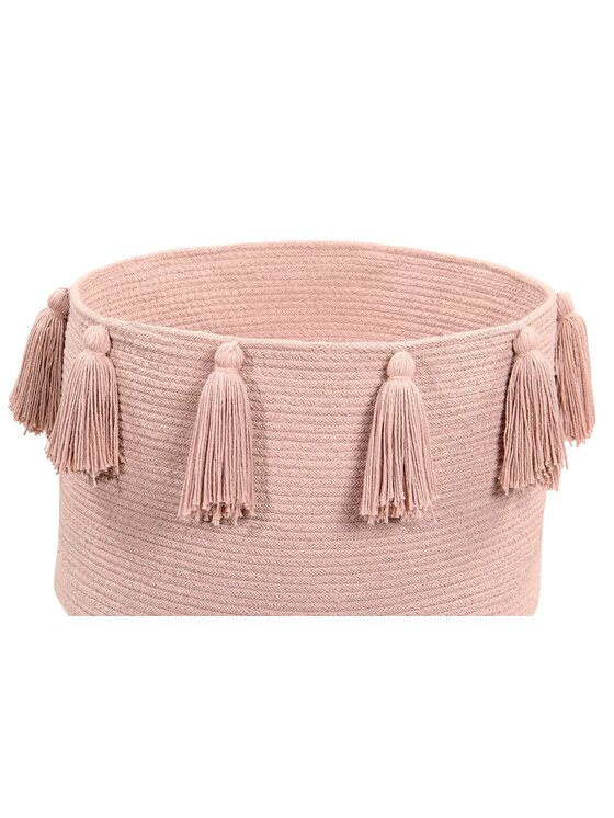 Lorena Canals Lorena Canals Przechowywanie Kosz Basket Tassels Vintage Nude Różowy