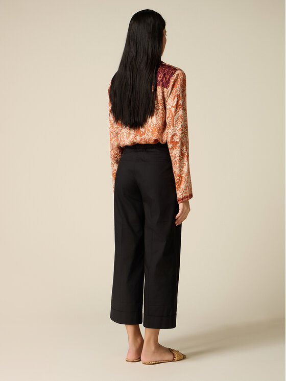 Oltre Oltre Spodnie materiałowe P02BR009295N033 Czarny Baggy Fit