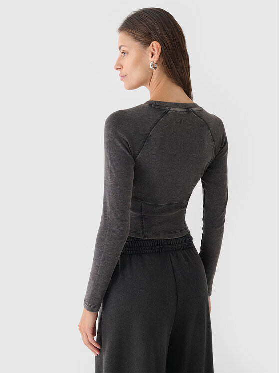 4F 4F Longsleeve 4FRAW24TLONF503-20S Czarny Slim Fit