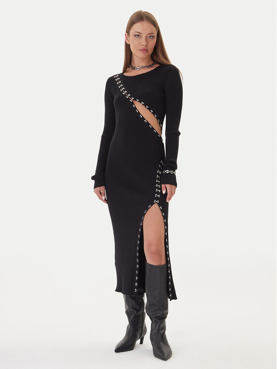 Patrizia Pepe Patrizia Pepe Rochie tricotată 2A2960 K291 Negru Regular Fit