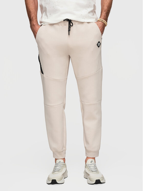 Ombre Ombre Spodnie dresowe P1520 Beżowy Regular Fit
