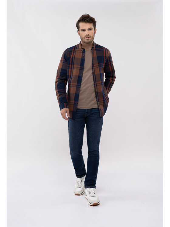 Volcano Volcano Koszula K-JOSE Granatowy Slim Fit