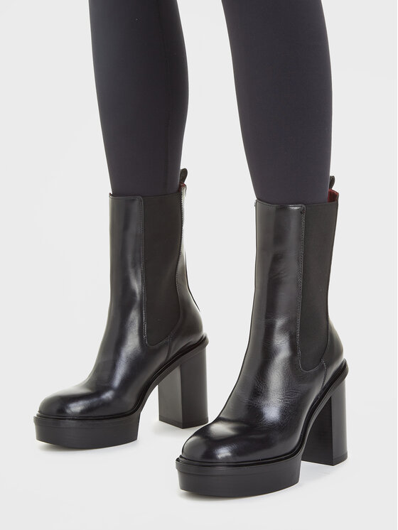 Tommy Hilfiger Tommy Hilfiger Μποτάκια Elevated Plateau Chelsea Bootie FW0FW07542 Μαύρο