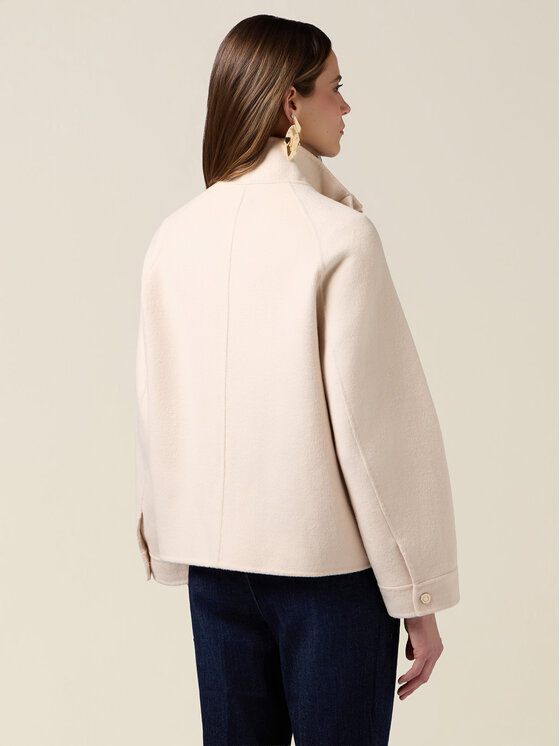 Oltre Oltre Płaszcz zimowy 8161J000233N012 Kremowy Baggy Fit