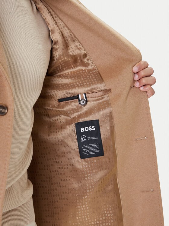 BOSS BOSS Płaszcz wełniany Hyde 50549187 Beżowy Slim Fit
