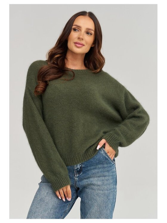 Makadamia Makadamia Sweter C93 Zielony Loose Fit