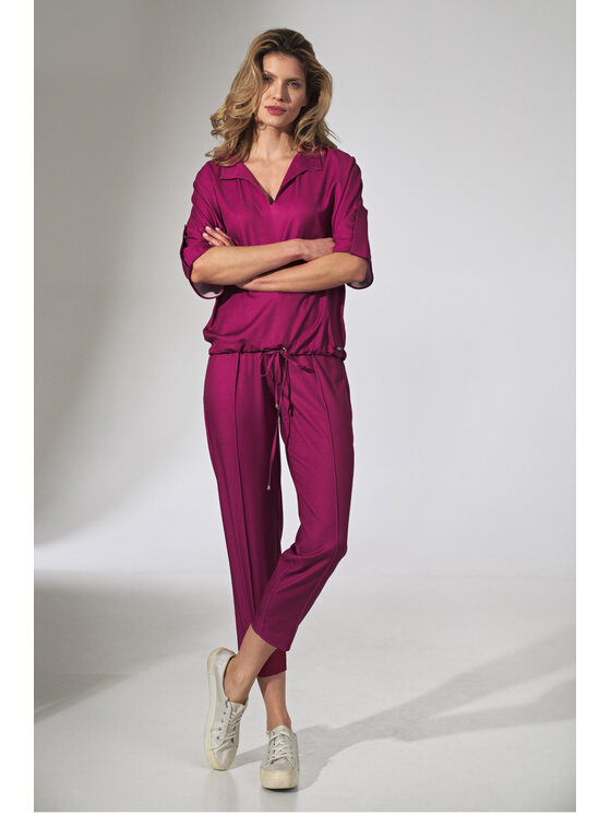 FIGL FIGL Dámské kalhoty M743 Fialová Regular Fit