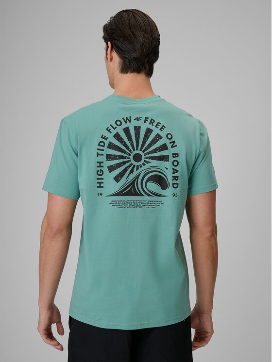 4F 4F T-Shirt CATCH THE WAVE Turkusowy Relaxed Fit