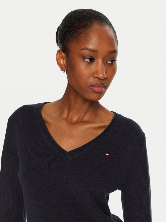 Tommy Hilfiger Tommy Hilfiger Sweter WW0WW43505 Granatowy Regular Fit