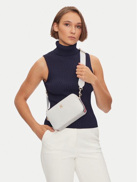 Tommy Hilfiger Tommy Hilfiger Kabelka Th Essential Sc Camera Bag Corp AW0AW15707 Bílá