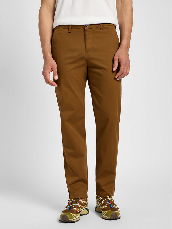 Lee Lee Spodnie materiałowe REGULAR CHINO Brązowy Regular Fit