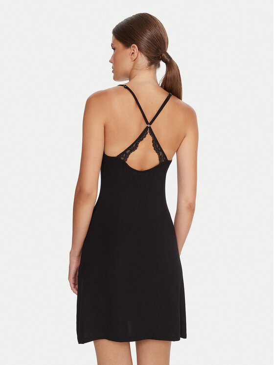 Hunkemöller Hunkemöller Nočná košeľa Jersey Slip 302850 Čierna Slim Fit
