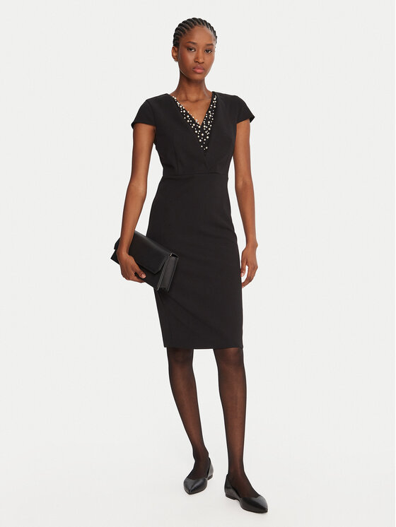 Rinascimento Rinascimento Cocktail obleka CFC0125515003 Črna Slim Fit