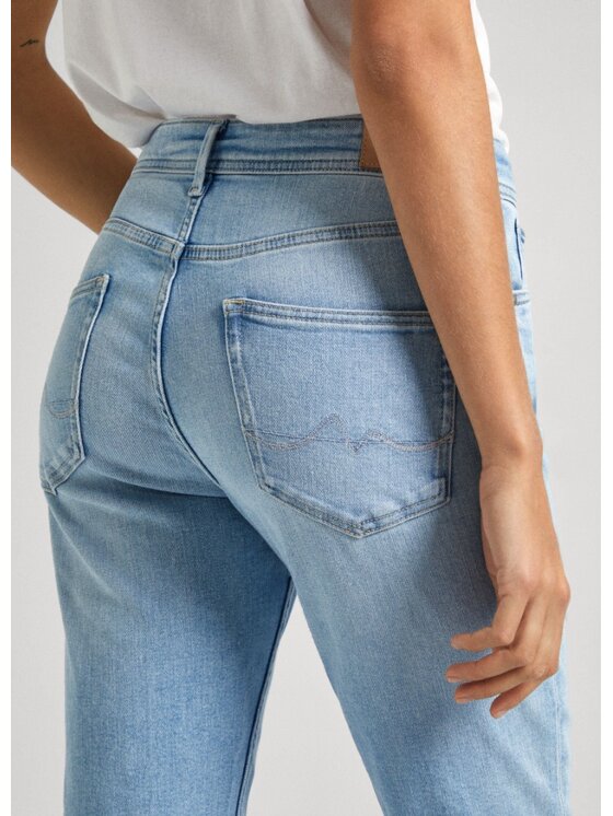Pepe Jeans Pepe Jeans Kalhoty z materiálu PL204591MI88 000 Modrá Taper Fit