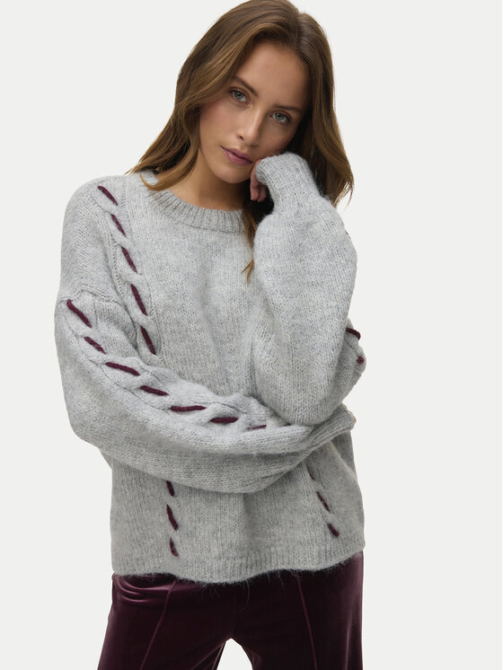 Vero Moda Vero Moda Sweter Ilina 10334866 Szary Loose Fit