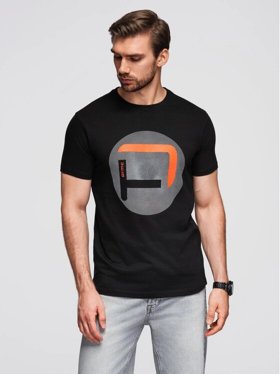 Ombre Ombre T-Shirt OM-TSPT-0245 Czarny Regular Fit