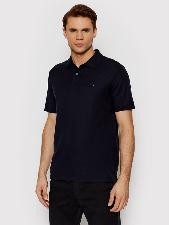Calvin Klein Calvin Klein Тениска с яка и копчета Refined Pique Chest K10K102964 Тъмносин Regular Fit