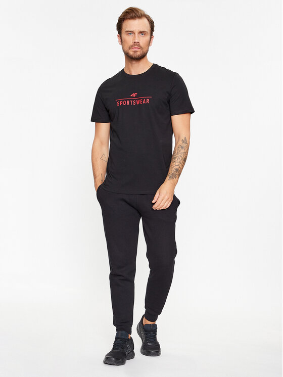 4F 4F T-Shirt 4FAW23TTSHM0878 Černá Regular Fit