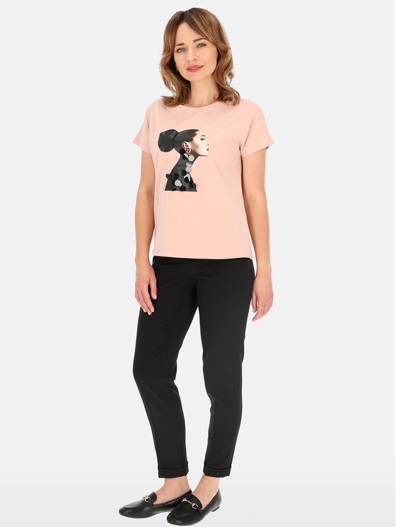 Perso Perso T-Shirt TCE246000F Różowy Regular Fit
