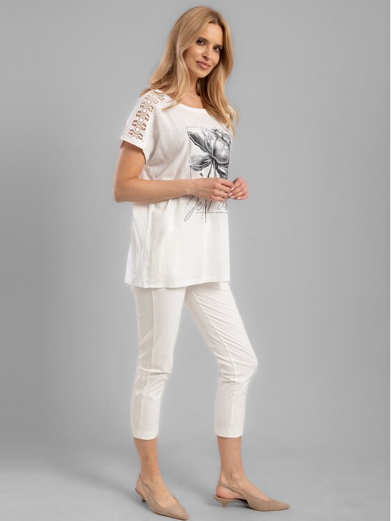 Perso Perso T-Shirt TCE242202F Biały Regular Fit