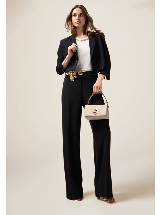 Oltre Oltre Pantaloni di tessuto P247J202343N033 Nero Flared Fit