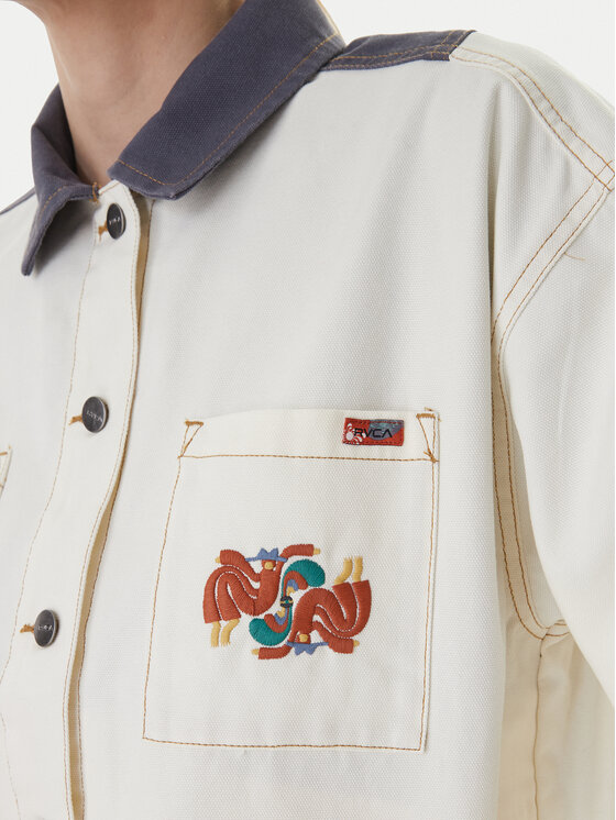 RVCA RVCA Τζιν μπουφάν Lauryn Alvarez 23B151500 Εκρού Regular Fit