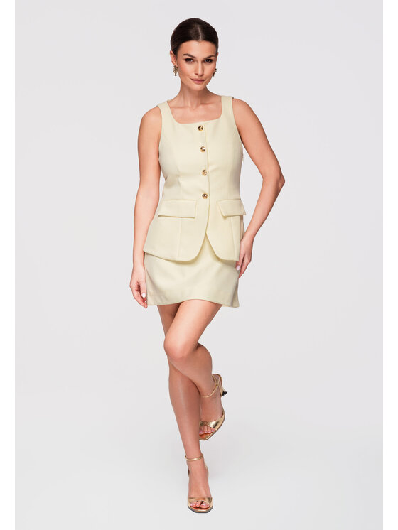 Ombre Ombre Sukienka wieczorowa LA-OM-DLR300 Żółty Slim Fit