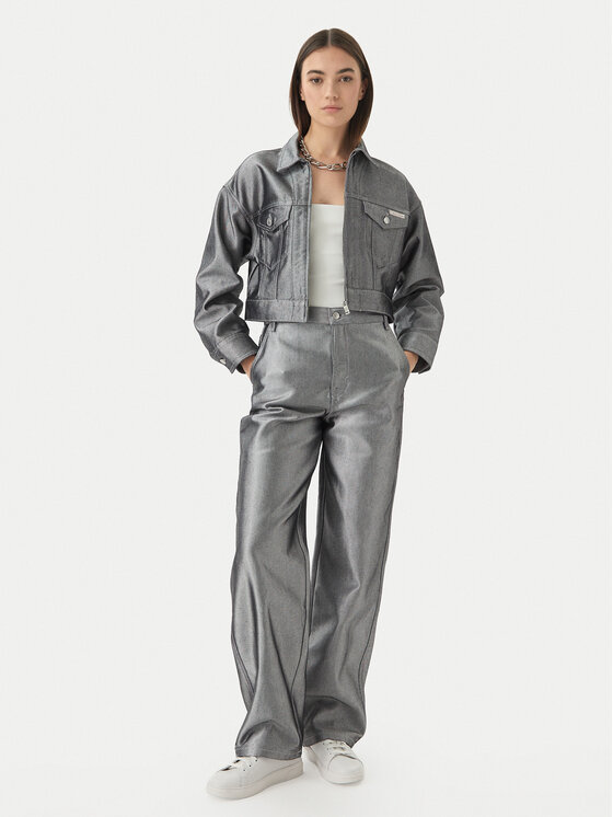 Calvin Klein Calvin Klein Džinsinė striukė LV047E715G Sidabrinė Relaxed Fit
