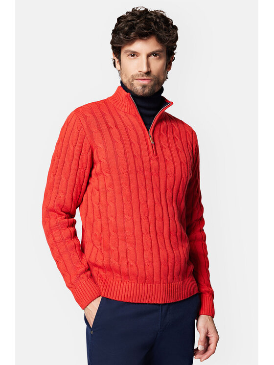 Lancerto Lancerto Sweter Ronald SW073223000087 Czerwony Regular Fit